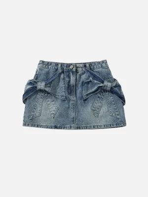 Aelfric Eden Bow Washed Denim Skirt