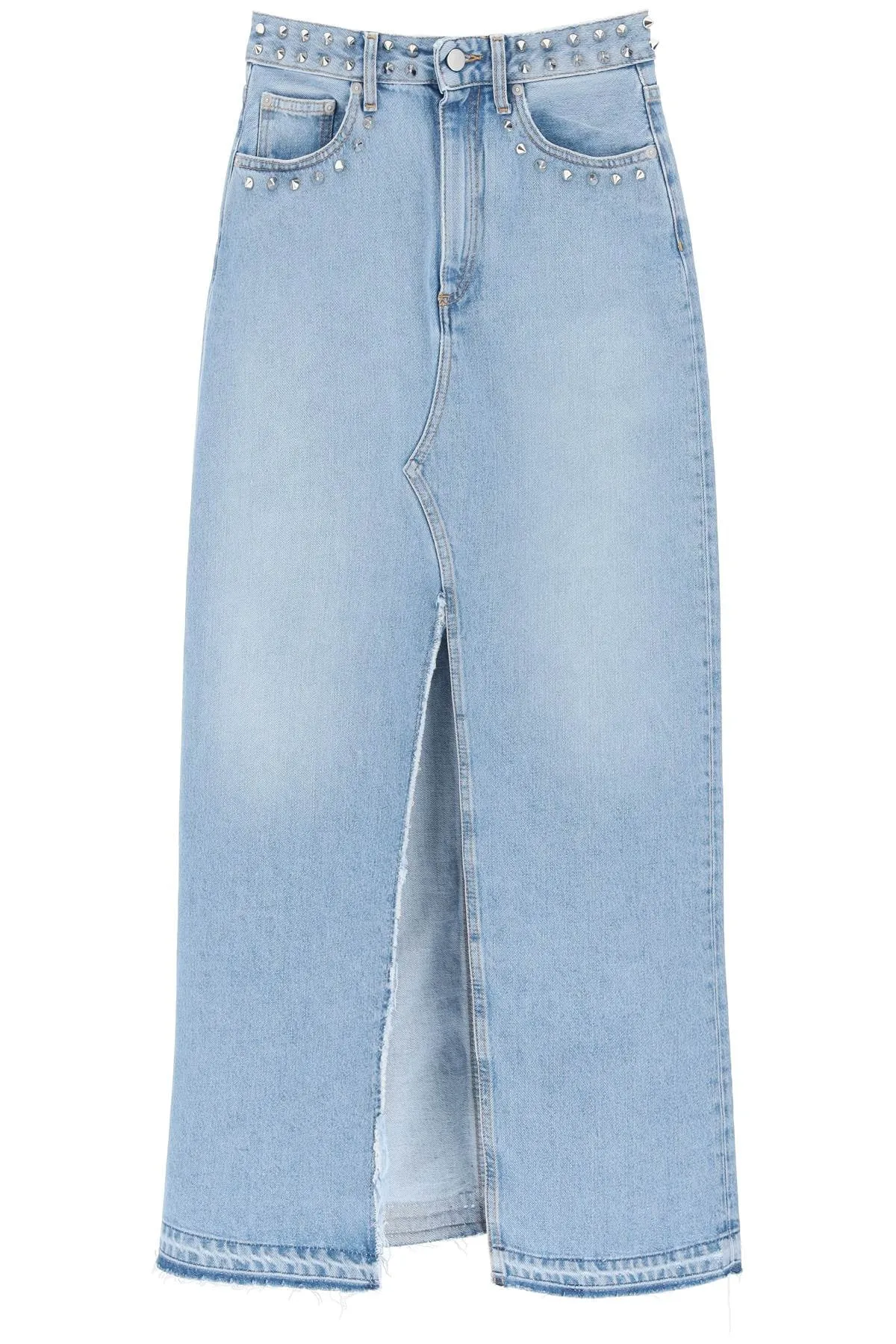 Alessandra rich long denim skirt with studs