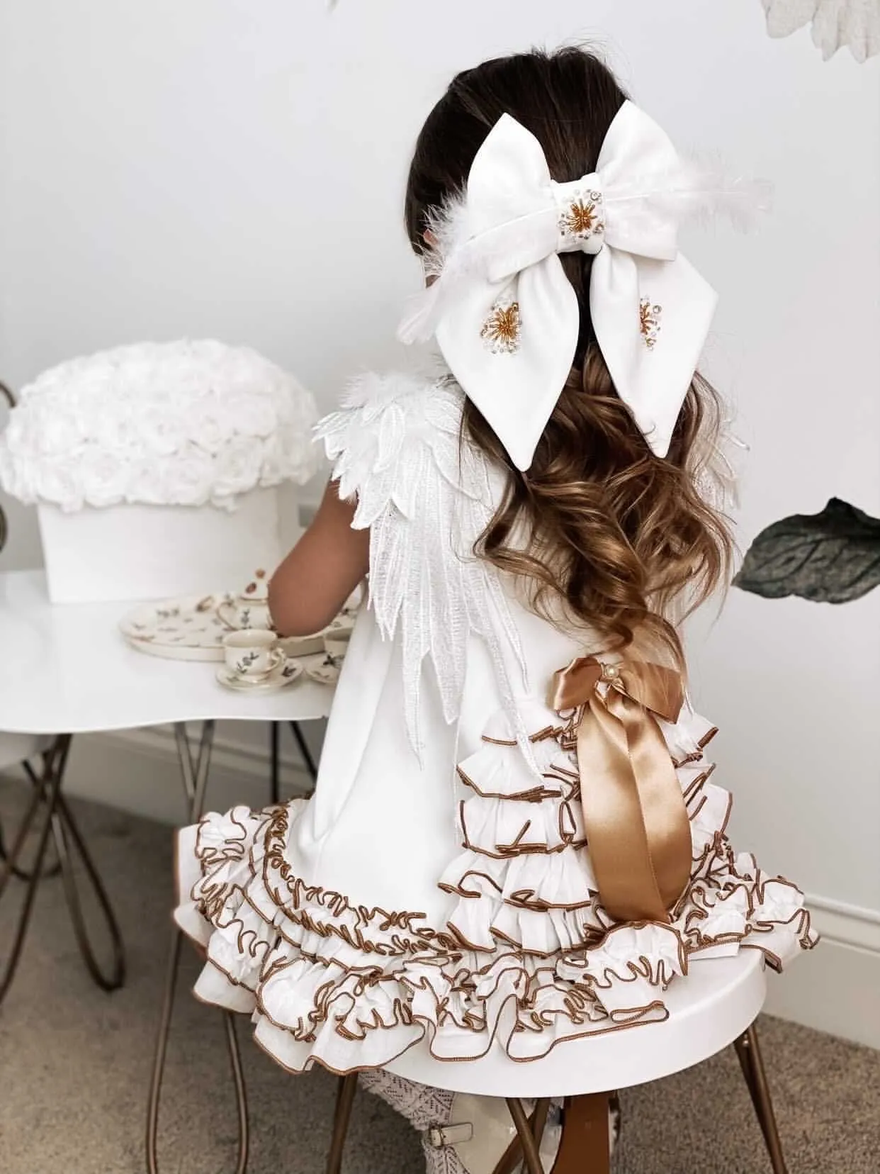 Angelina White Feather Wings Dress