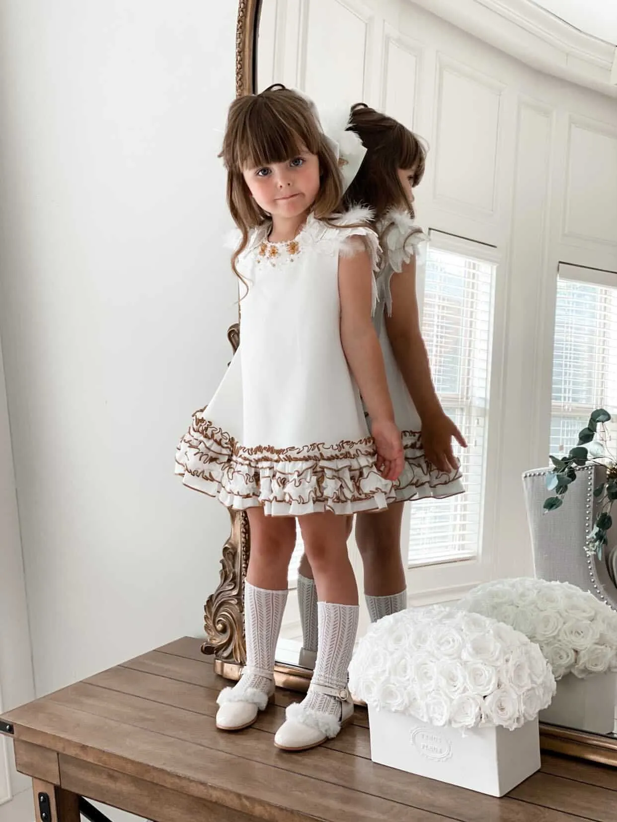 Angelina White Feather Wings Dress