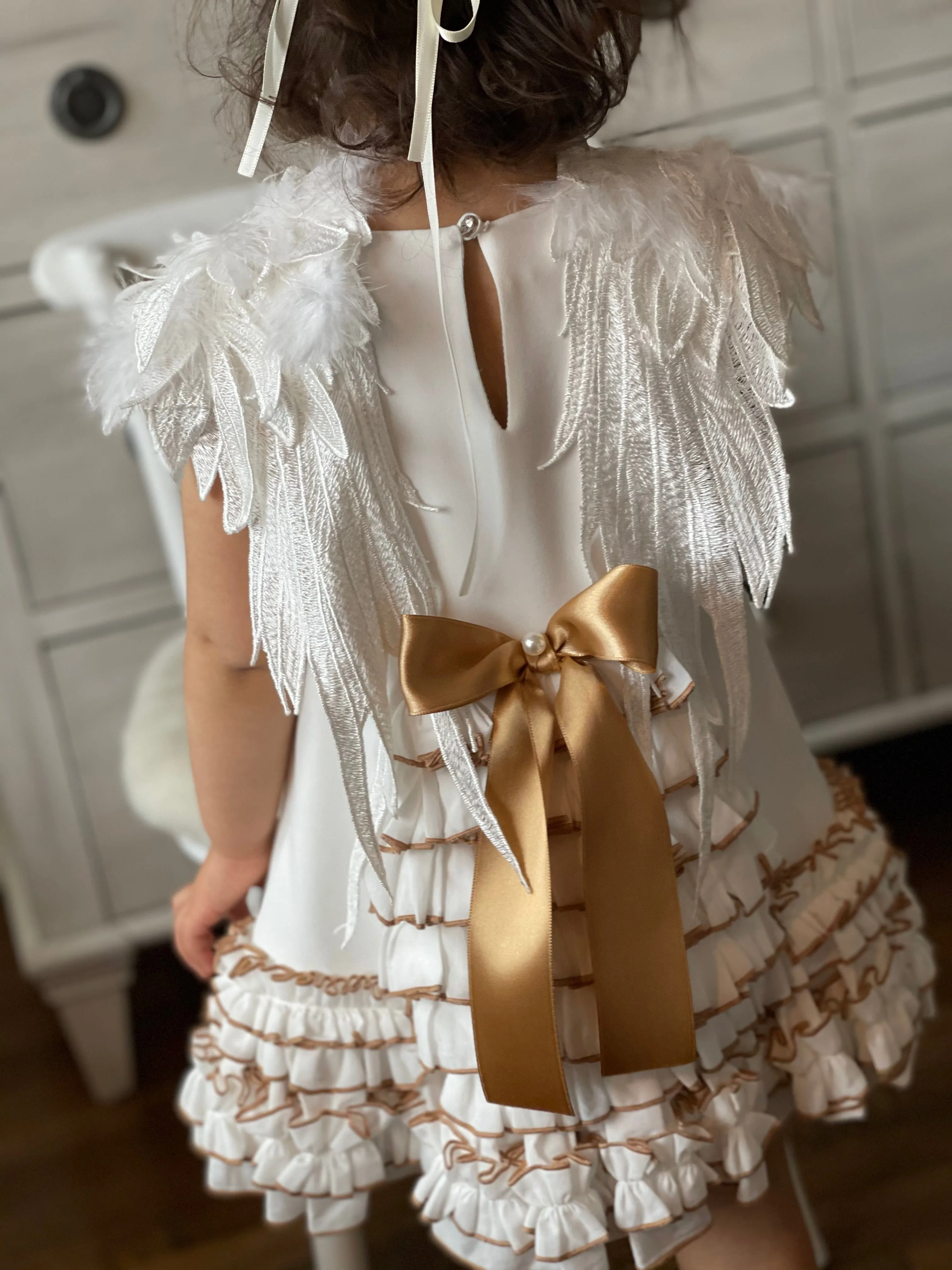 Angelina White Feather Wings Dress