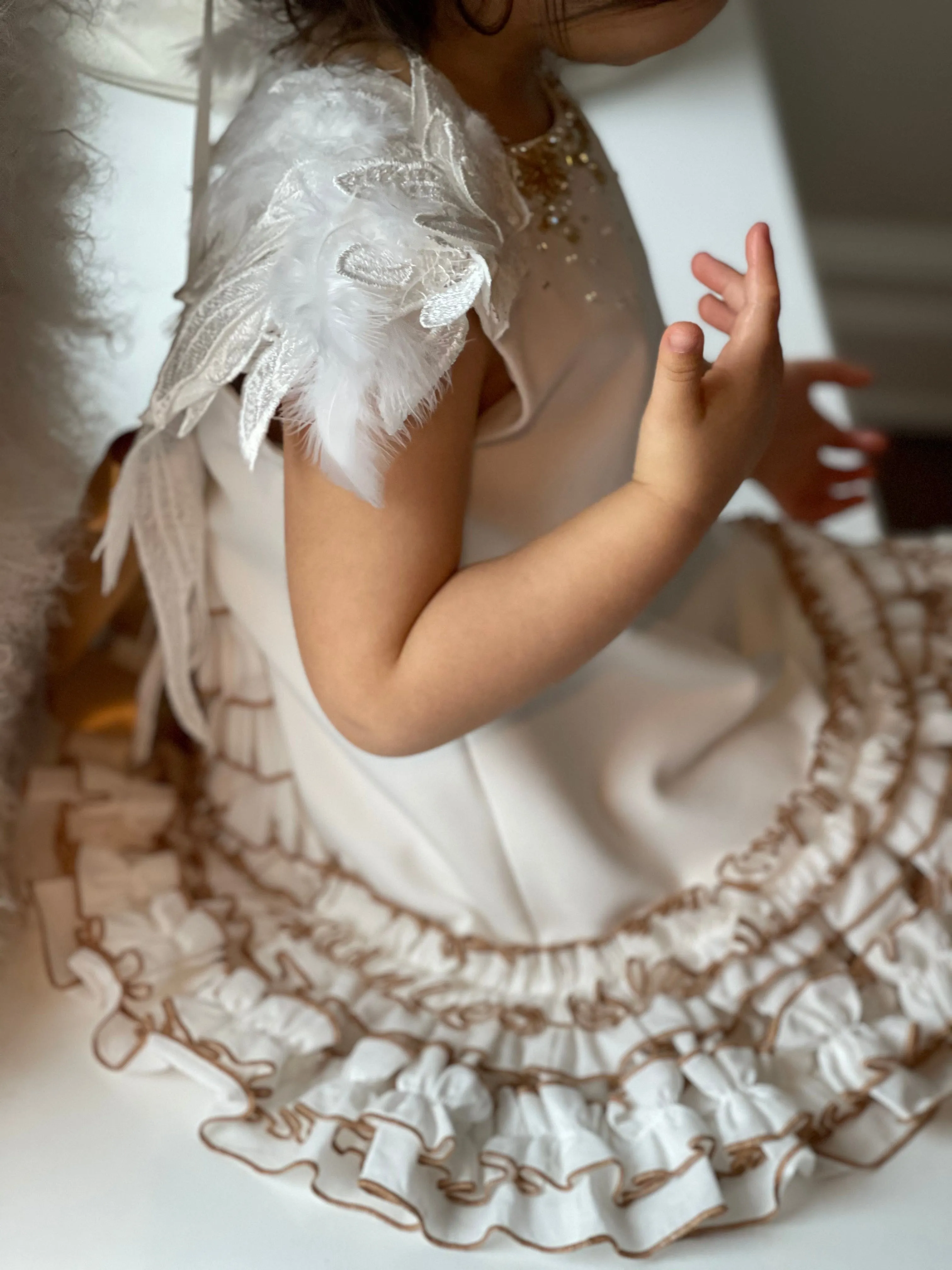 Angelina White Feather Wings Dress