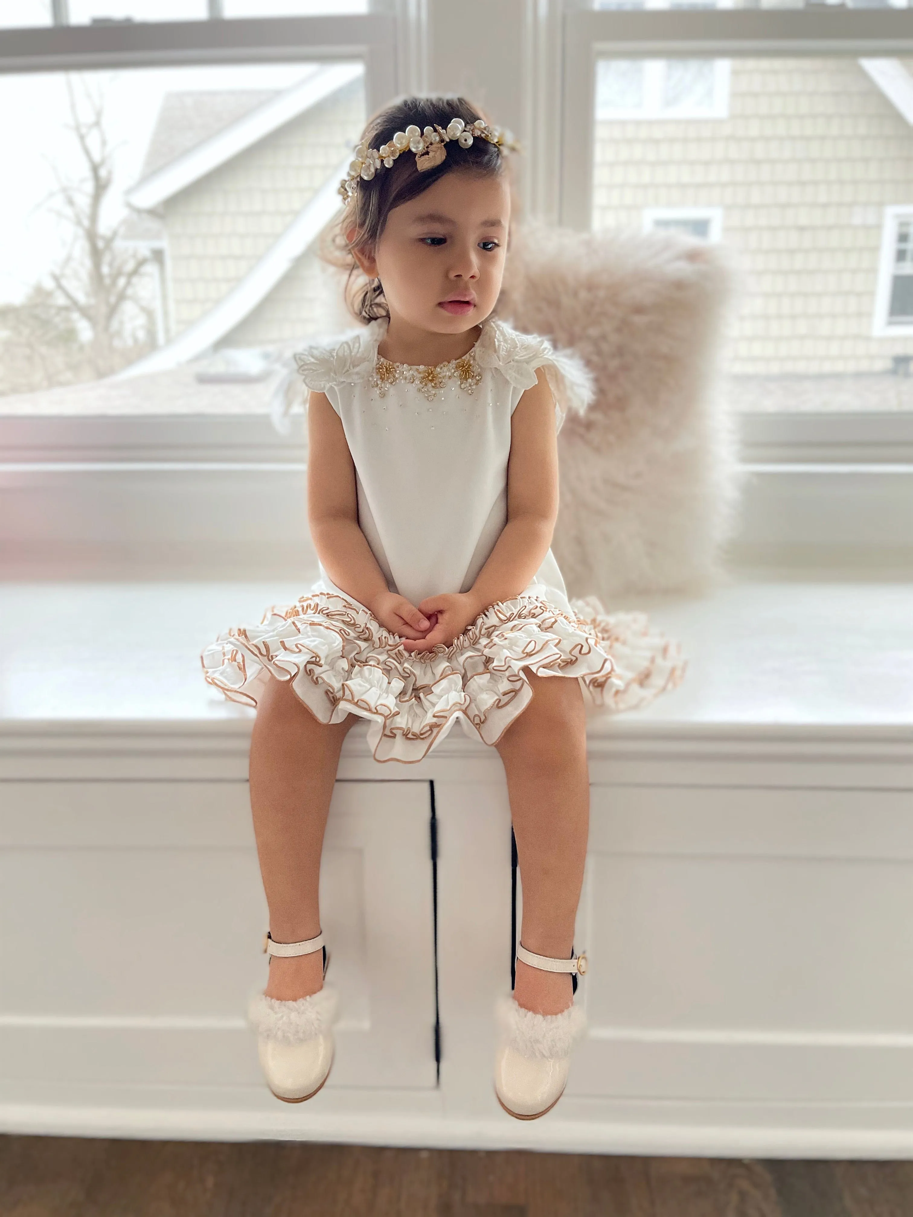 Angelina White Feather Wings Dress