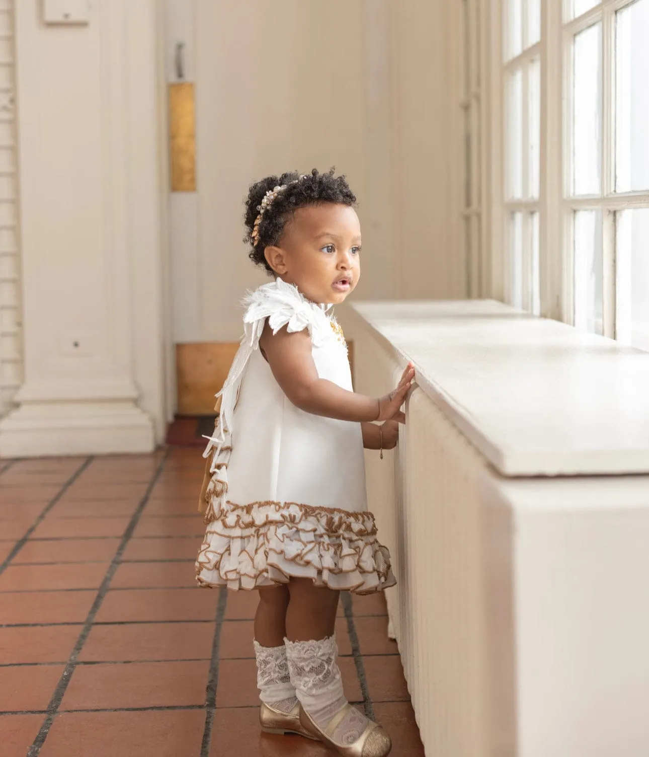 Angelina White Feather Wings Dress