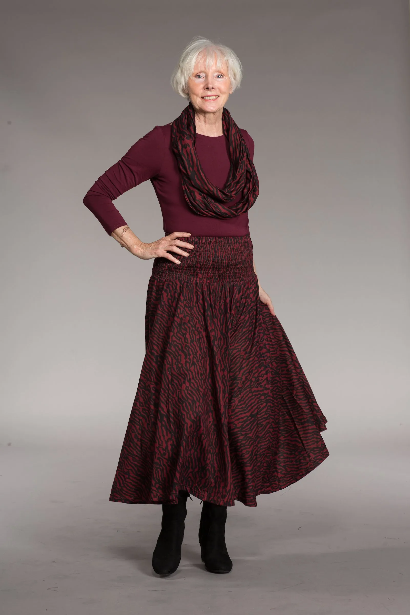 Asman Skirt in Hand Block Printed Cotton Jersey