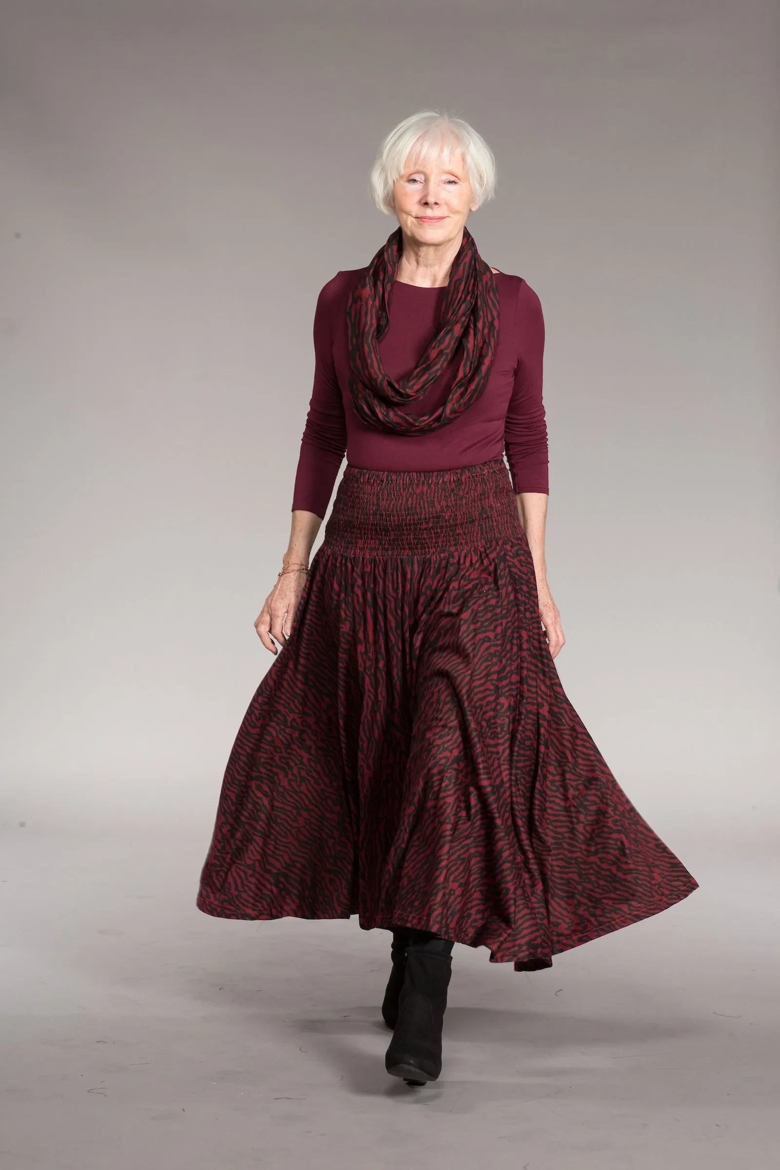 Asman Skirt in Hand Block Printed Cotton Jersey