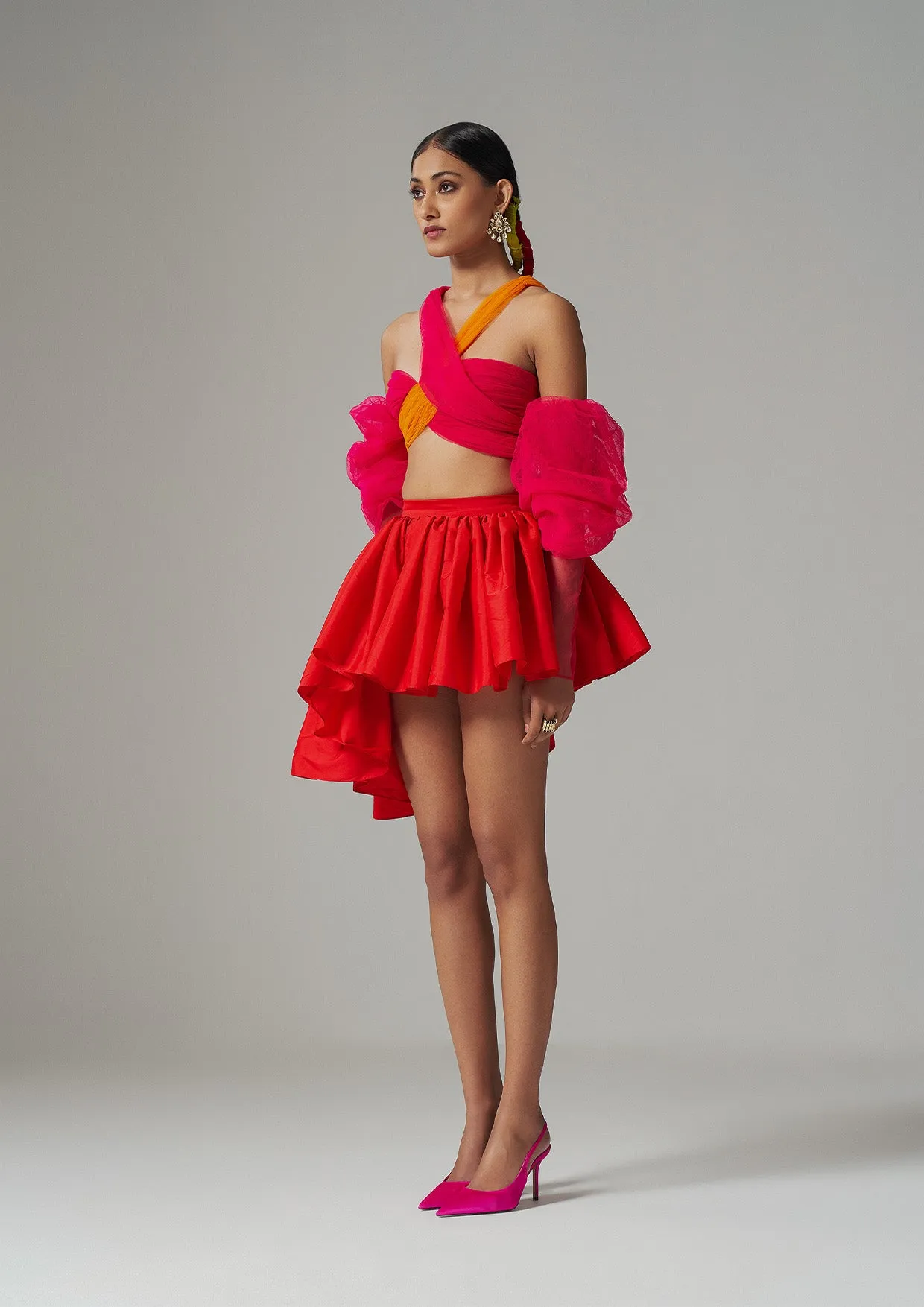 Asymmetrical Taffeta Skirt