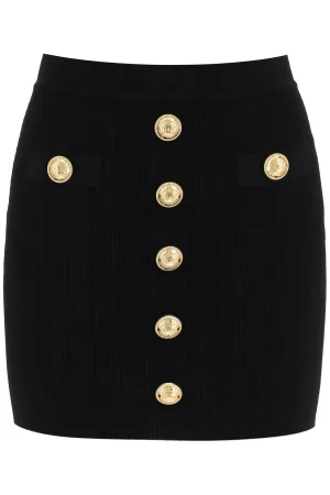 Balmain knit mini skirt with embossed buttons