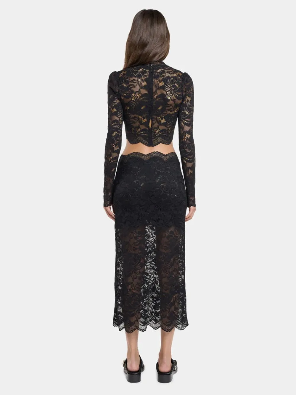 Black Lace Midi Skirt