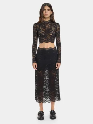 Black Lace Midi Skirt