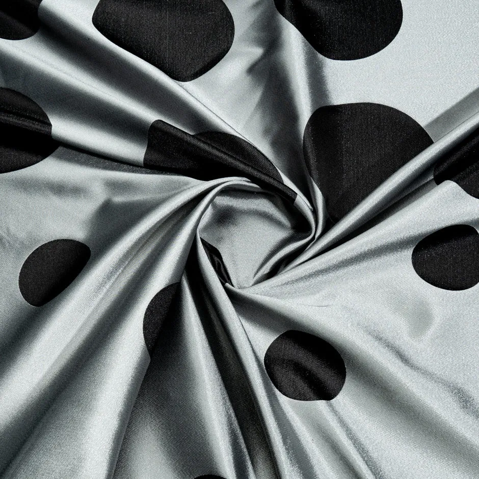 Black Spotted Grey Silk Blend Mikado