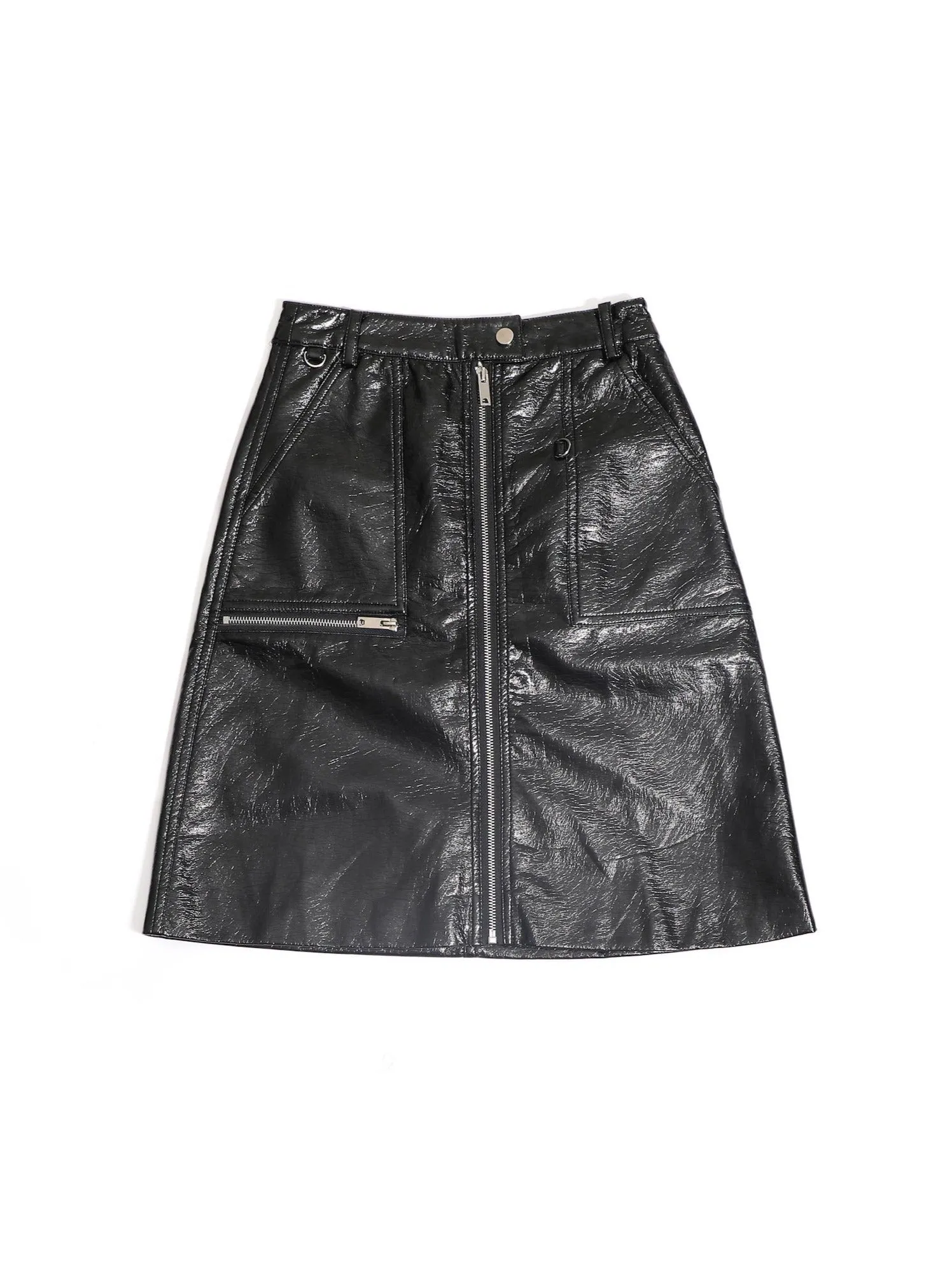 Bordeaux Faux Leather Zip Up Pencil Skirt