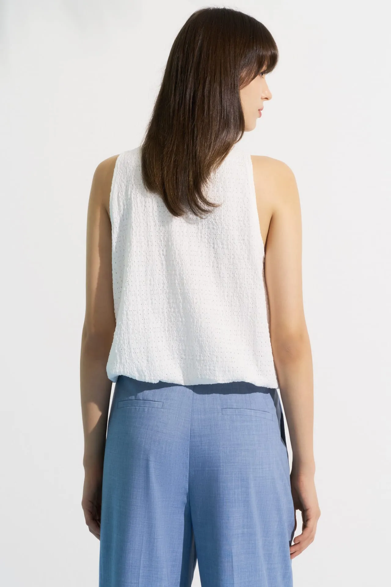 Bubble Hem Eyelet Knit Top