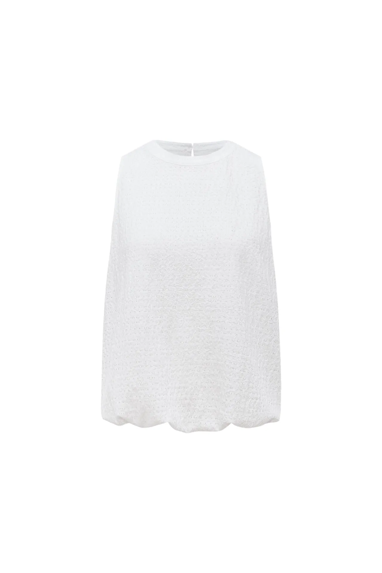 Bubble Hem Eyelet Knit Top