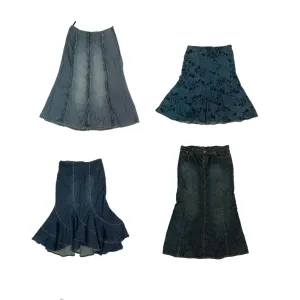 Bundle of timeless long denim y2k skirts (NS-234)