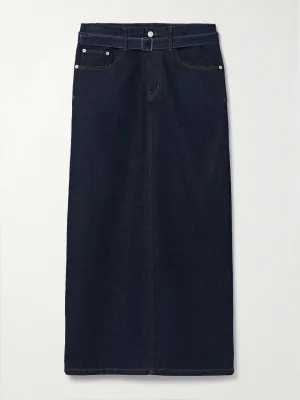 Calder belted denim maxi skirt