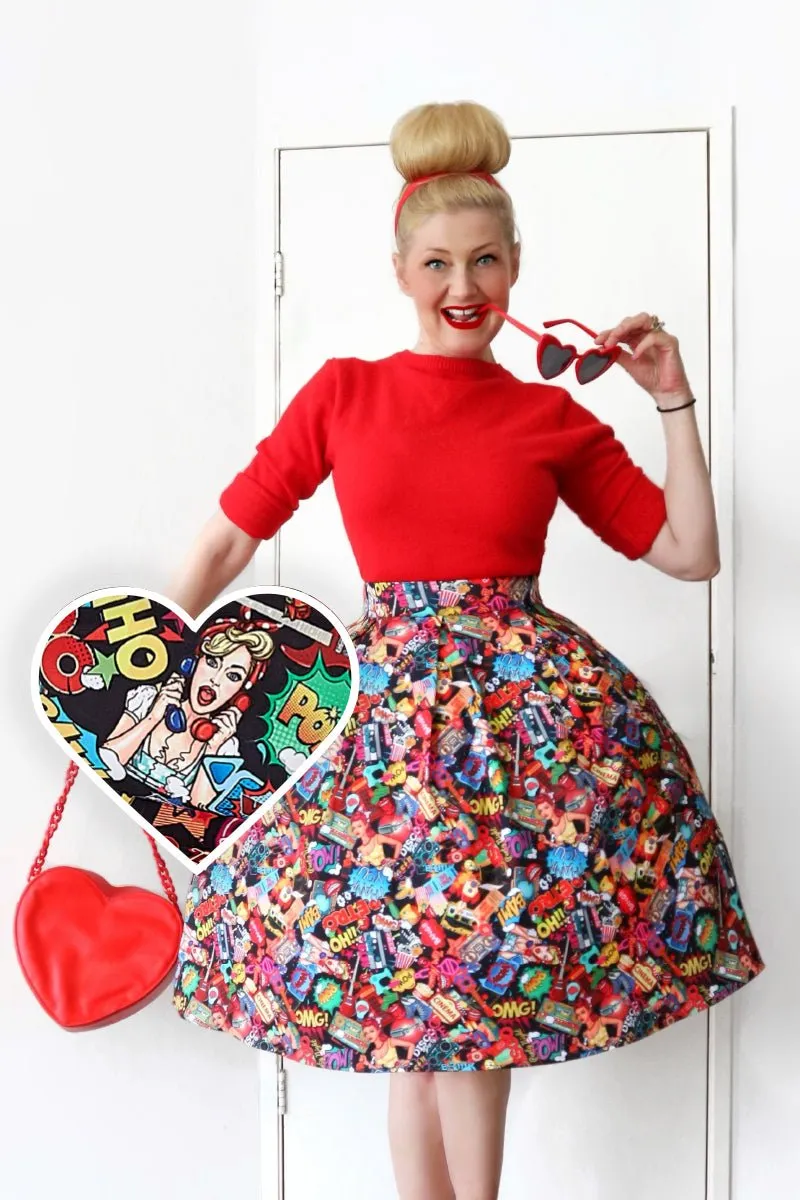 Carolyn Box Pleated Pop Art Skirt