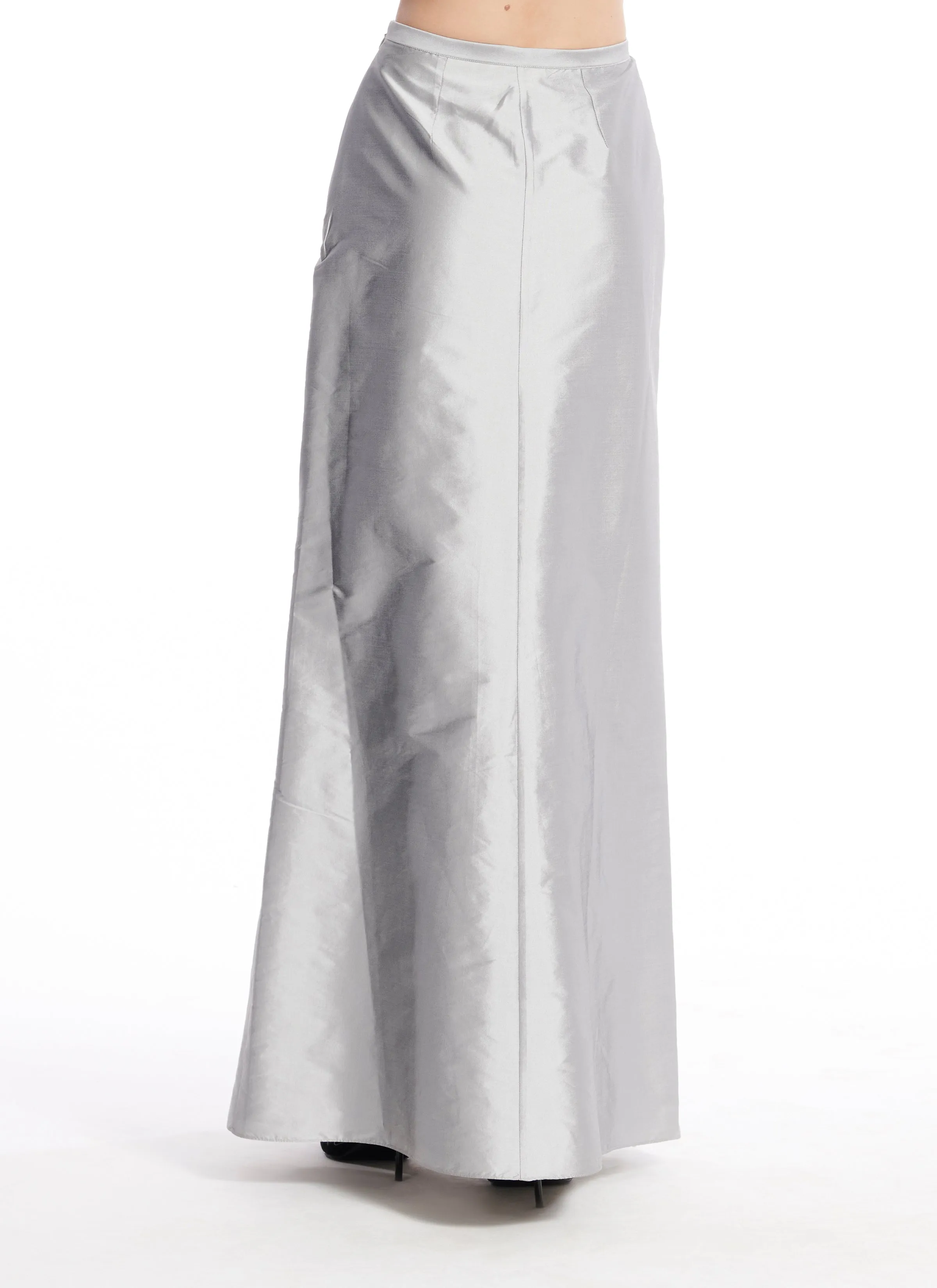 CLASSIC COLORS TAFFETA SLIM WRAP SKIRT BLACK, SILVER, CHAMPAGNE, IVORY