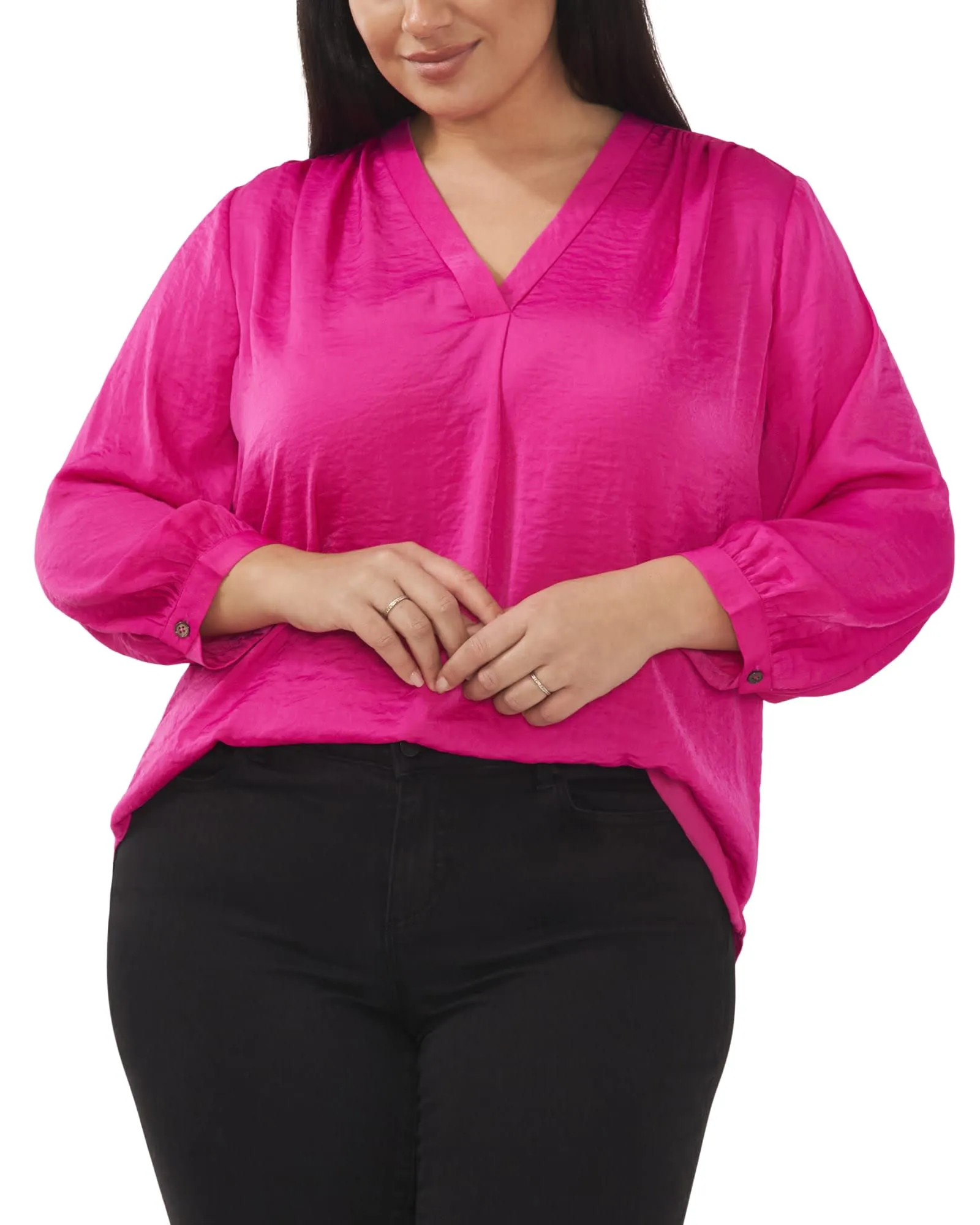 Everley V-Neck Blouse | POM PINK