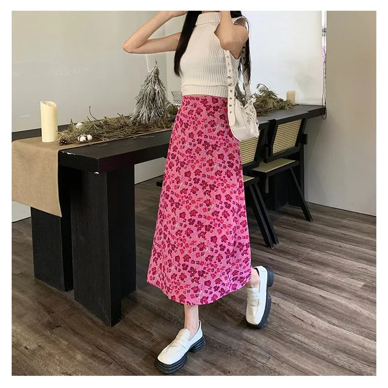 Fairy Floral Print Midi Slimming Mesh Skirt