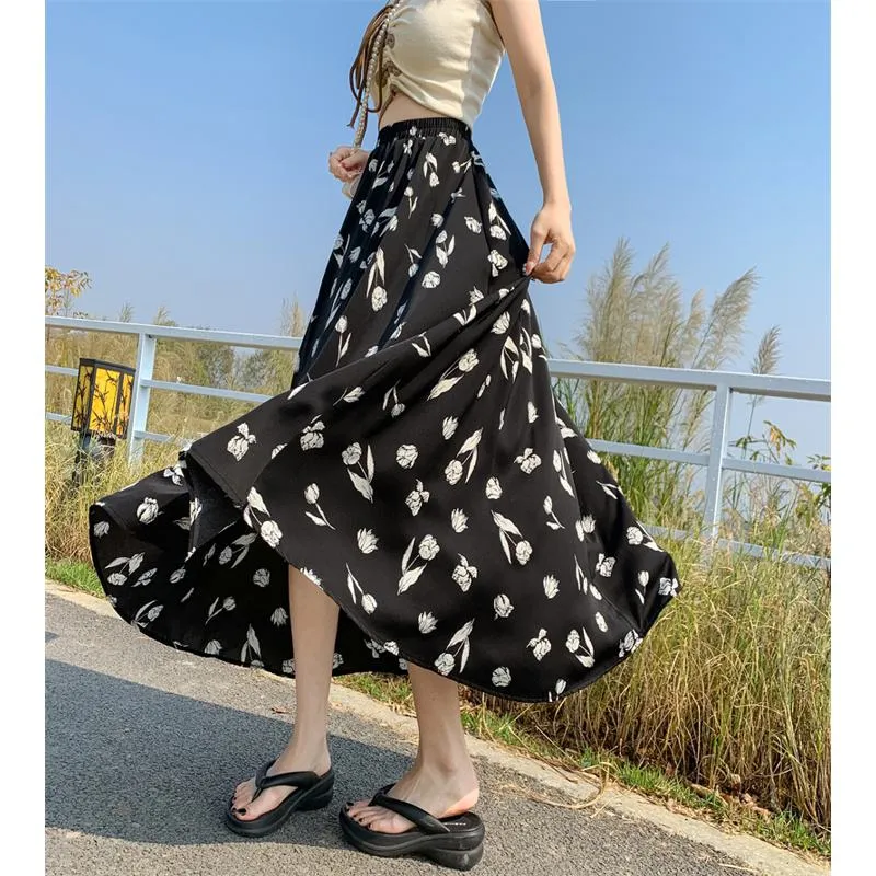 Fairy Skirt Long Style Floral A-Line Mesh Skirt