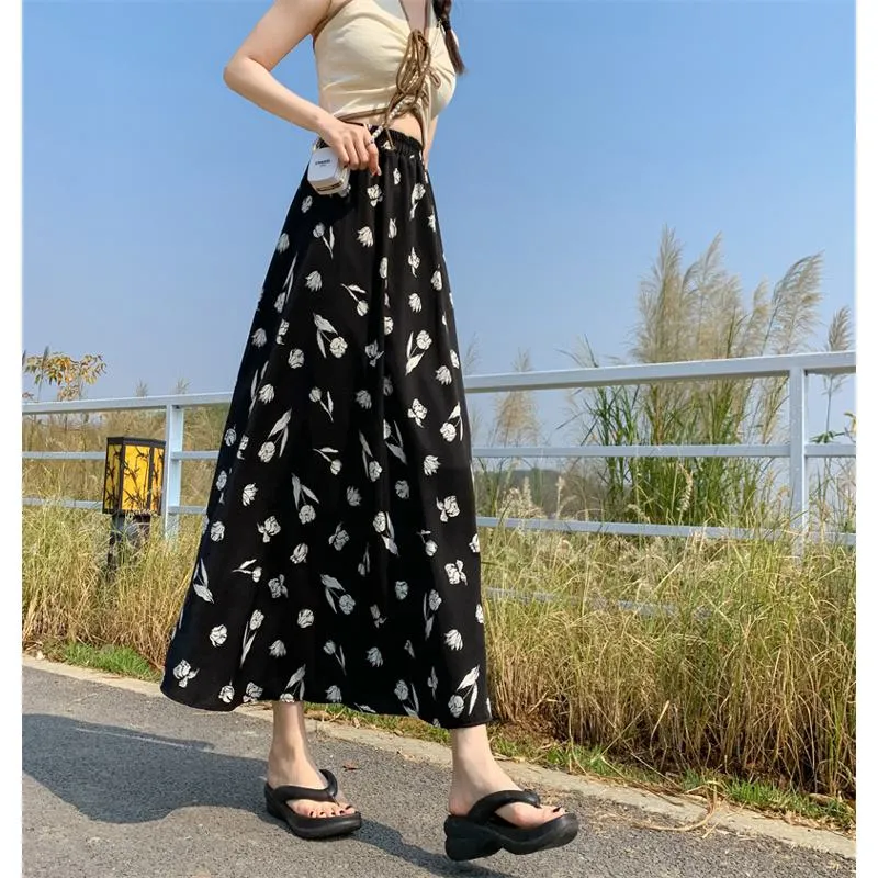 Fairy Skirt Long Style Floral A-Line Mesh Skirt