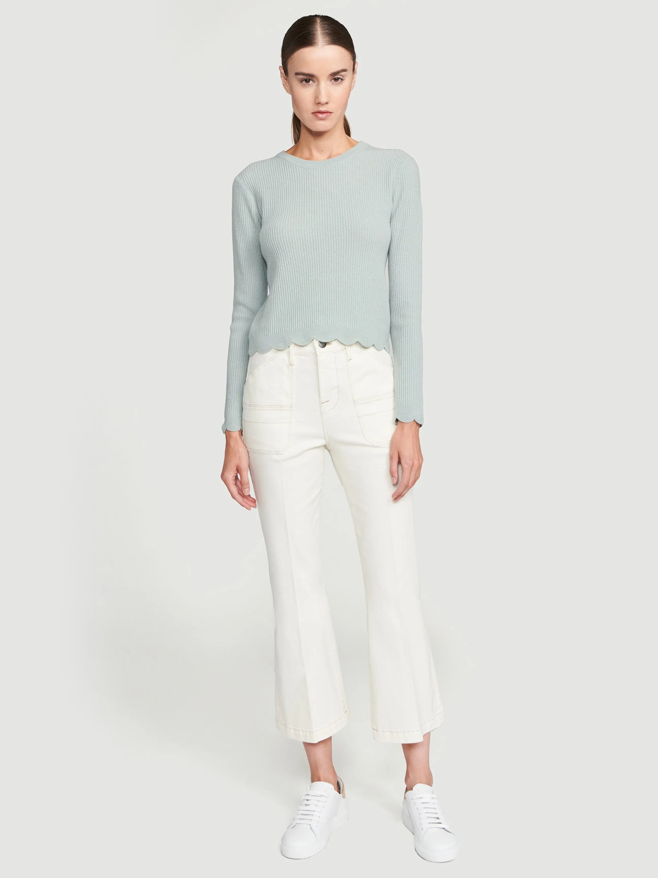 Feminine Mock Sweater -- Sage