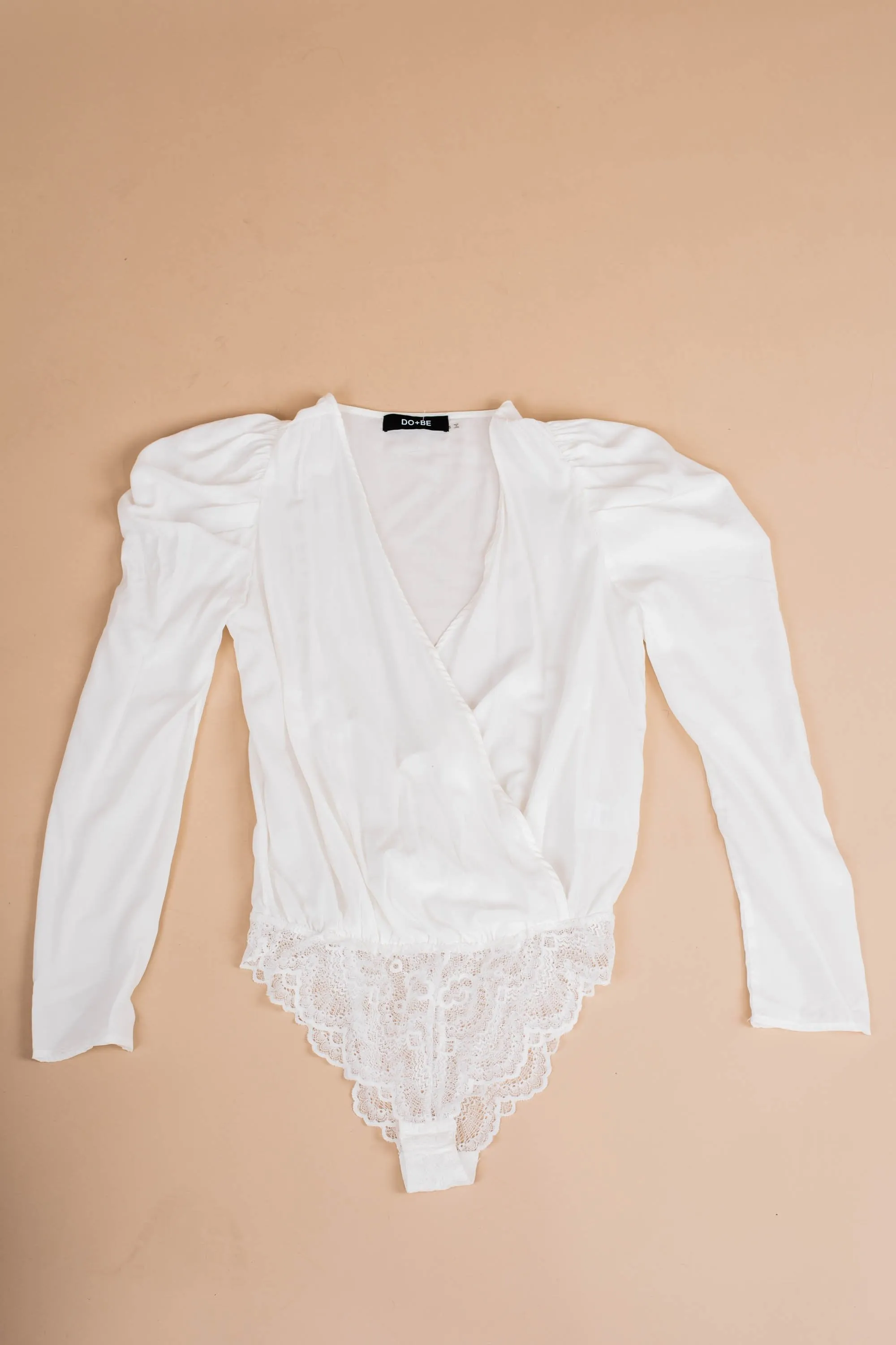 Flare For Chic White Bloused Bodysuit