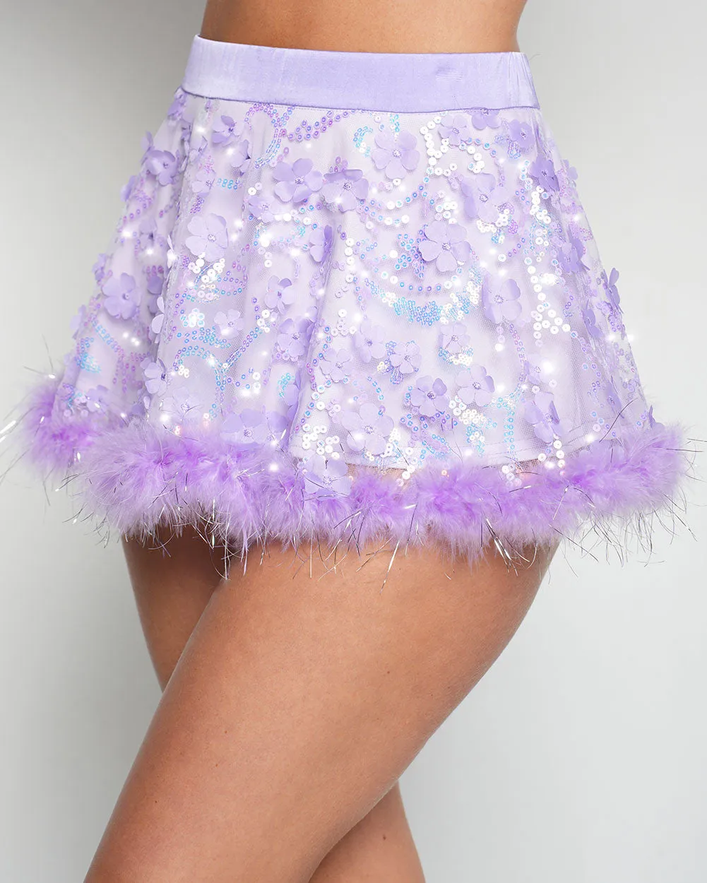 Genie Dust Floral Sequin Marabou Skirt