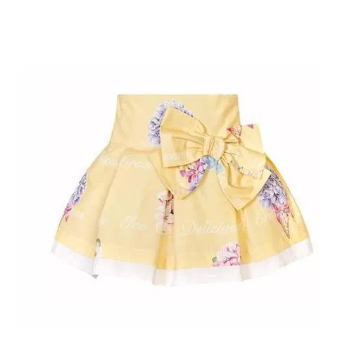 Girls Yellow Floral Skirt