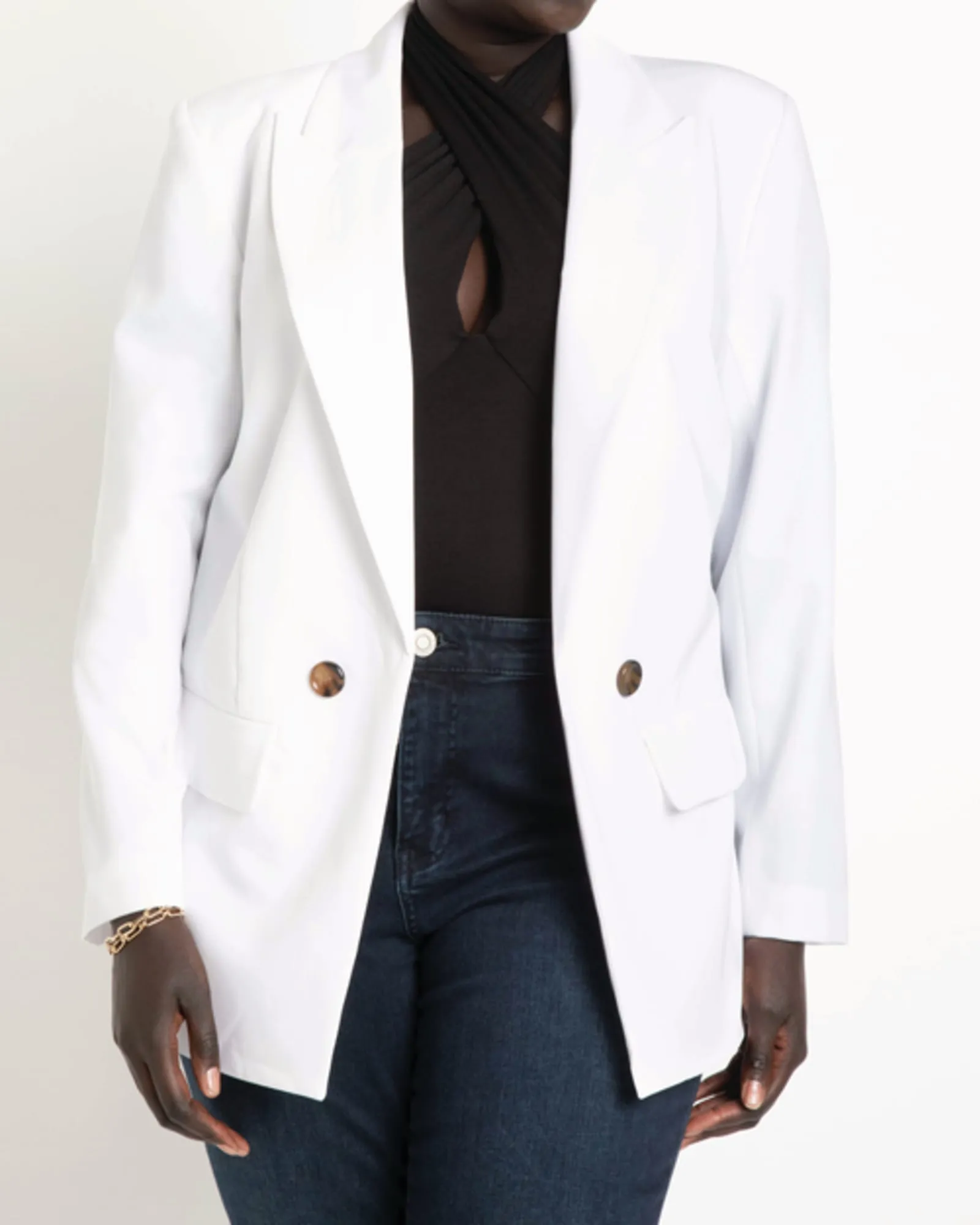 Jasmine Long Relaxed Blazer | True White