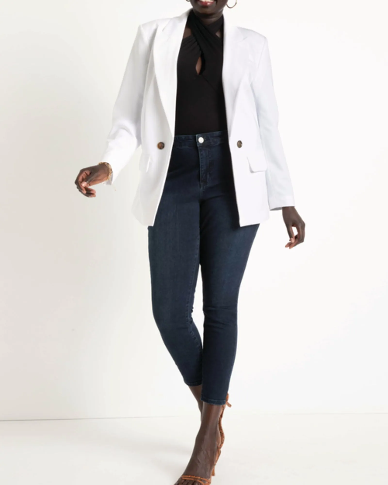 Jasmine Long Relaxed Blazer | True White