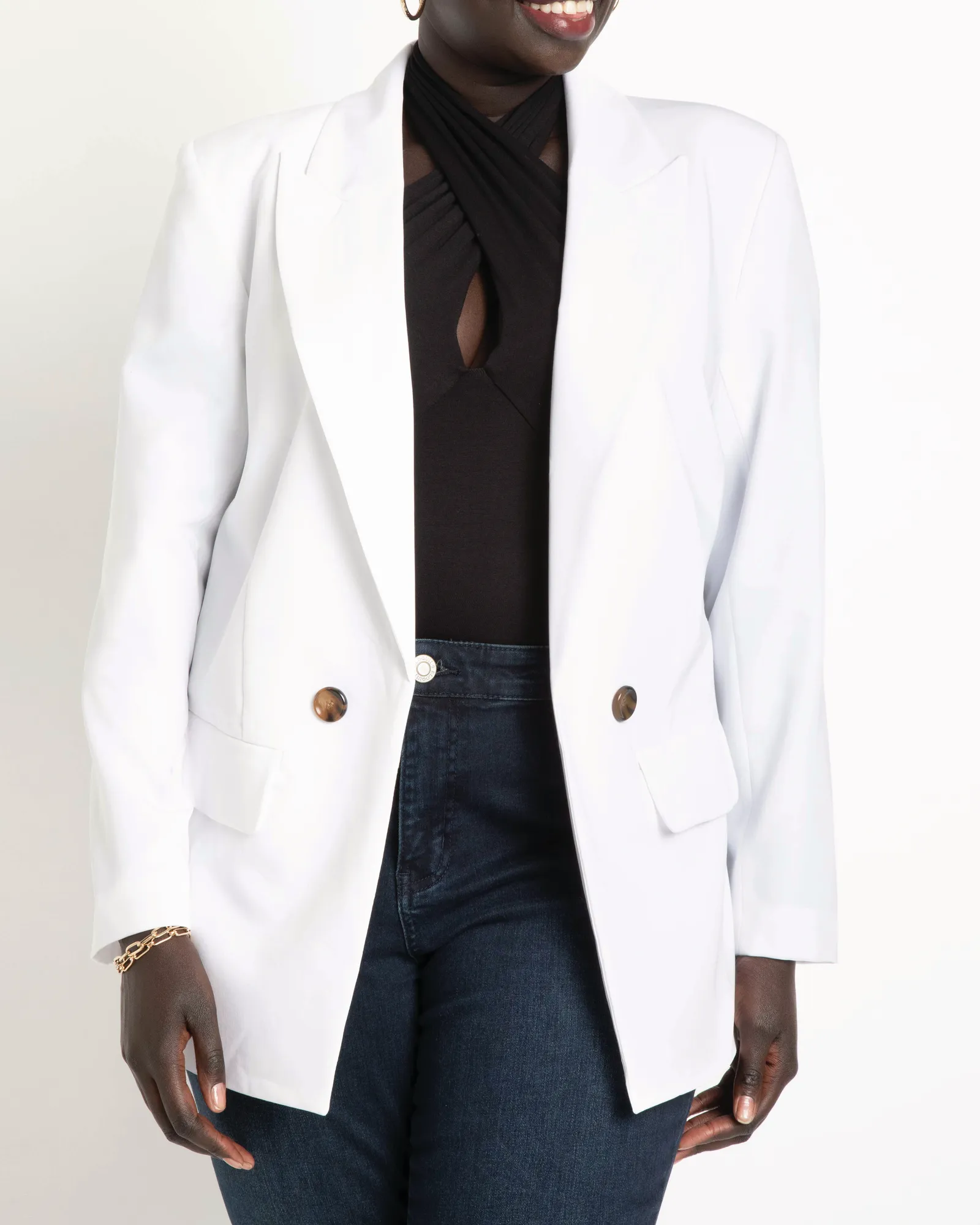 Jasmine Long Relaxed Blazer | True White