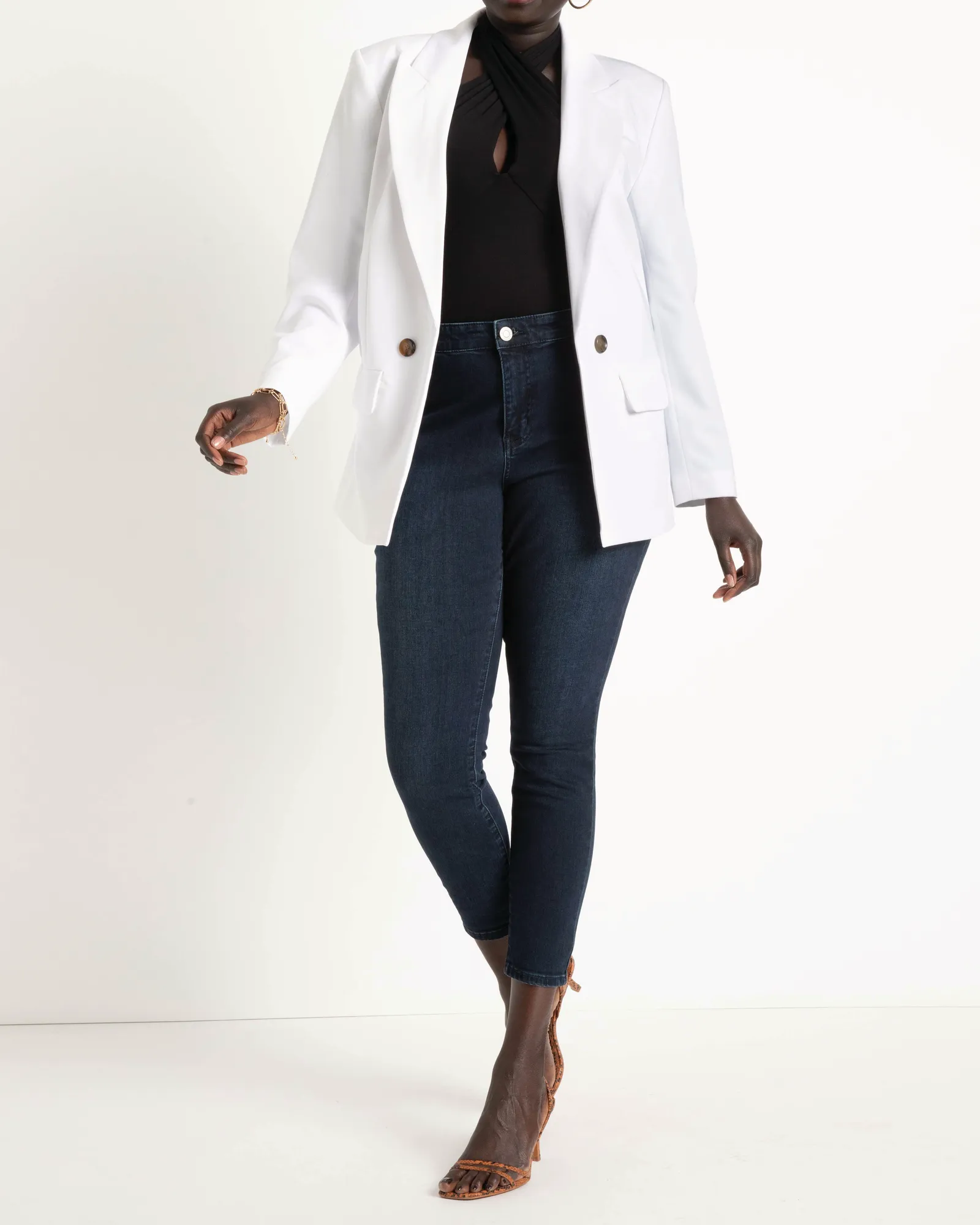 Jasmine Long Relaxed Blazer | True White