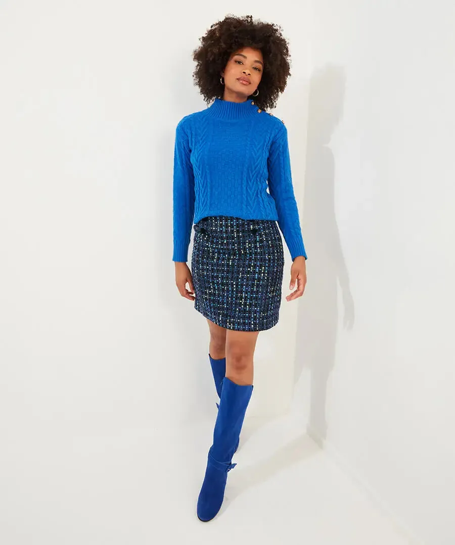 Joe Browns 10 Blue Tiah Tweed Skirt