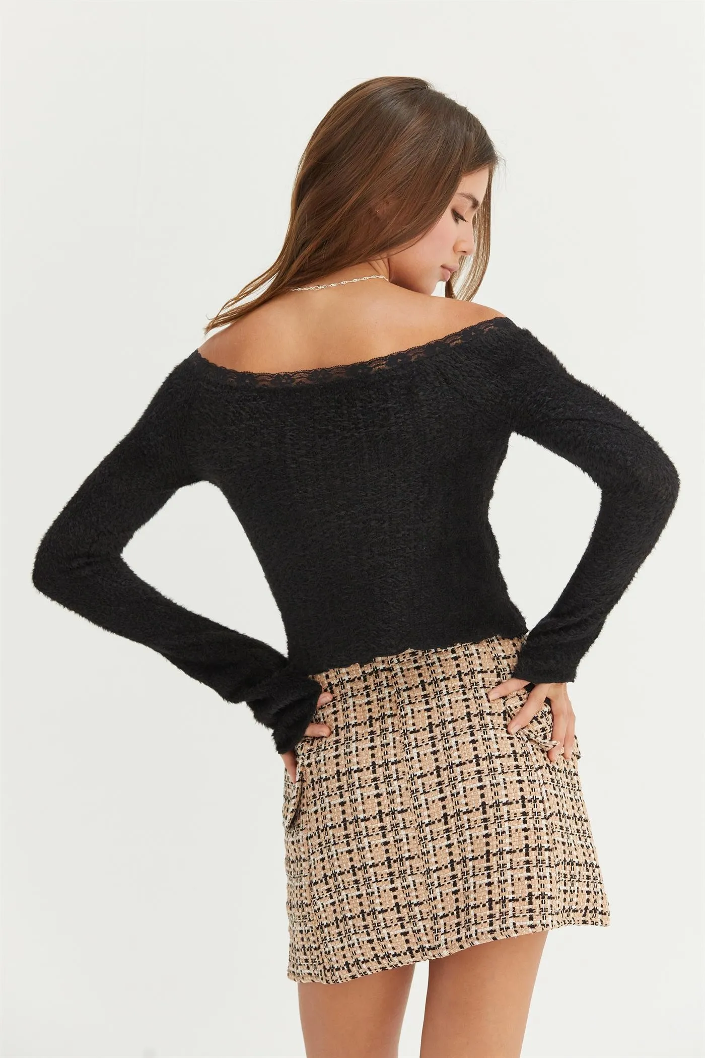 Jr Long Sleeve Top - Fuzzy Black