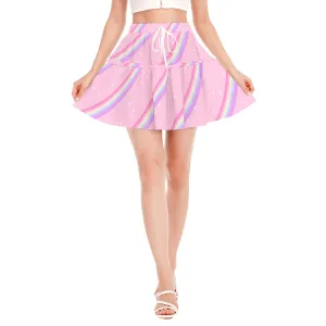 Kawaii Sparkle Cake Rainbow Beam Ruffled Mini Skirt