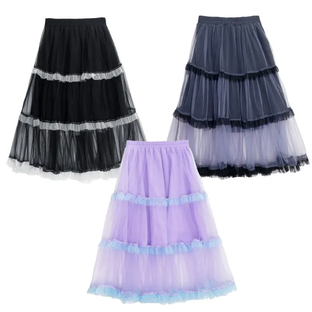 Listen Flavor purple tulle tiered skirt