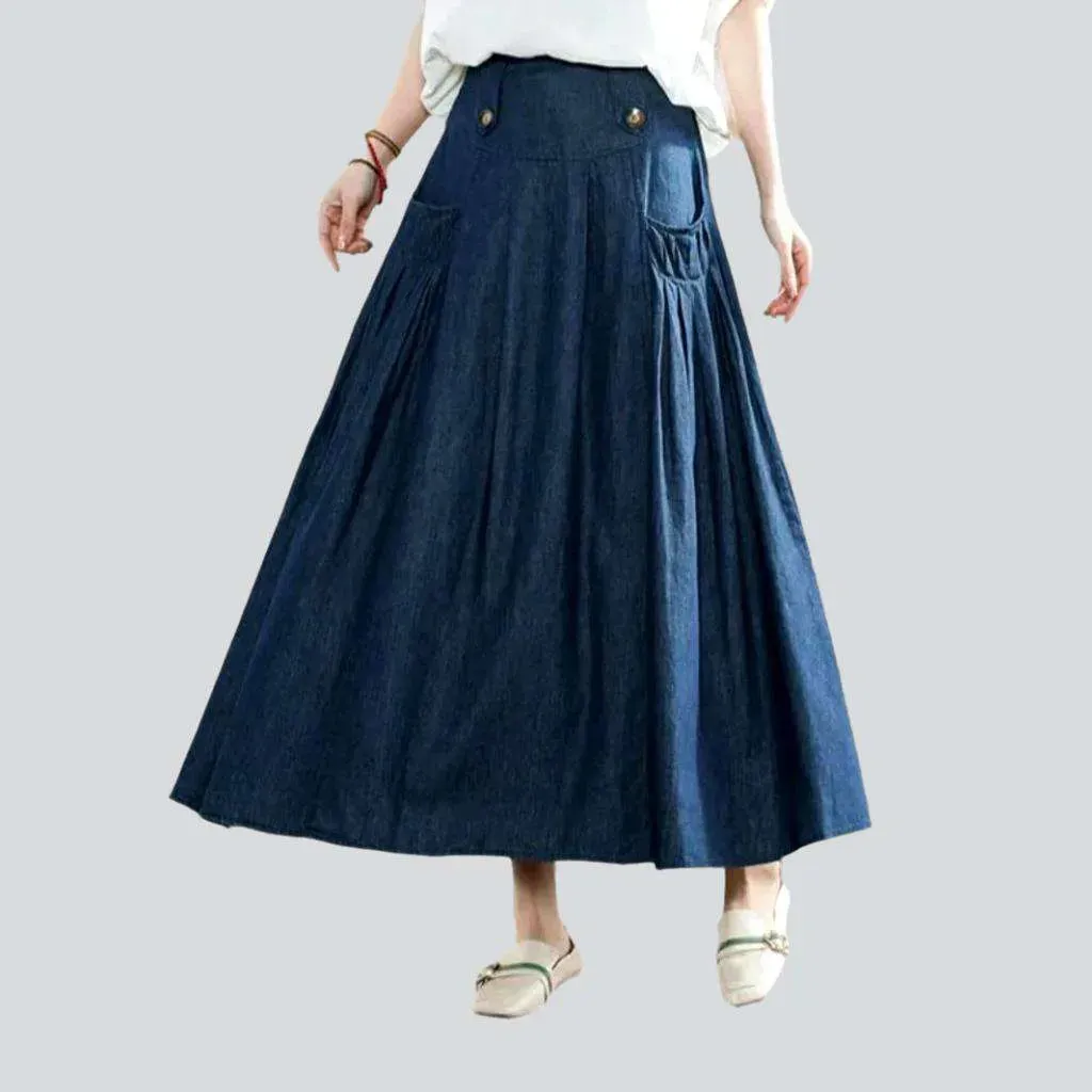 Long classic women's jeans skirt