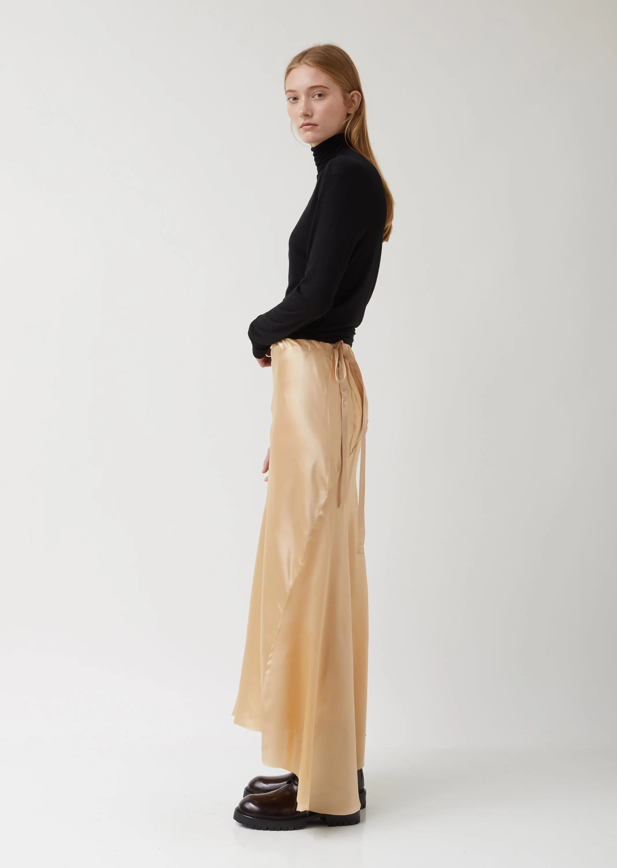 Long Silk Satin Skirt