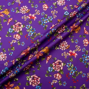 Multi Floral Printed Purple Iris Cotton