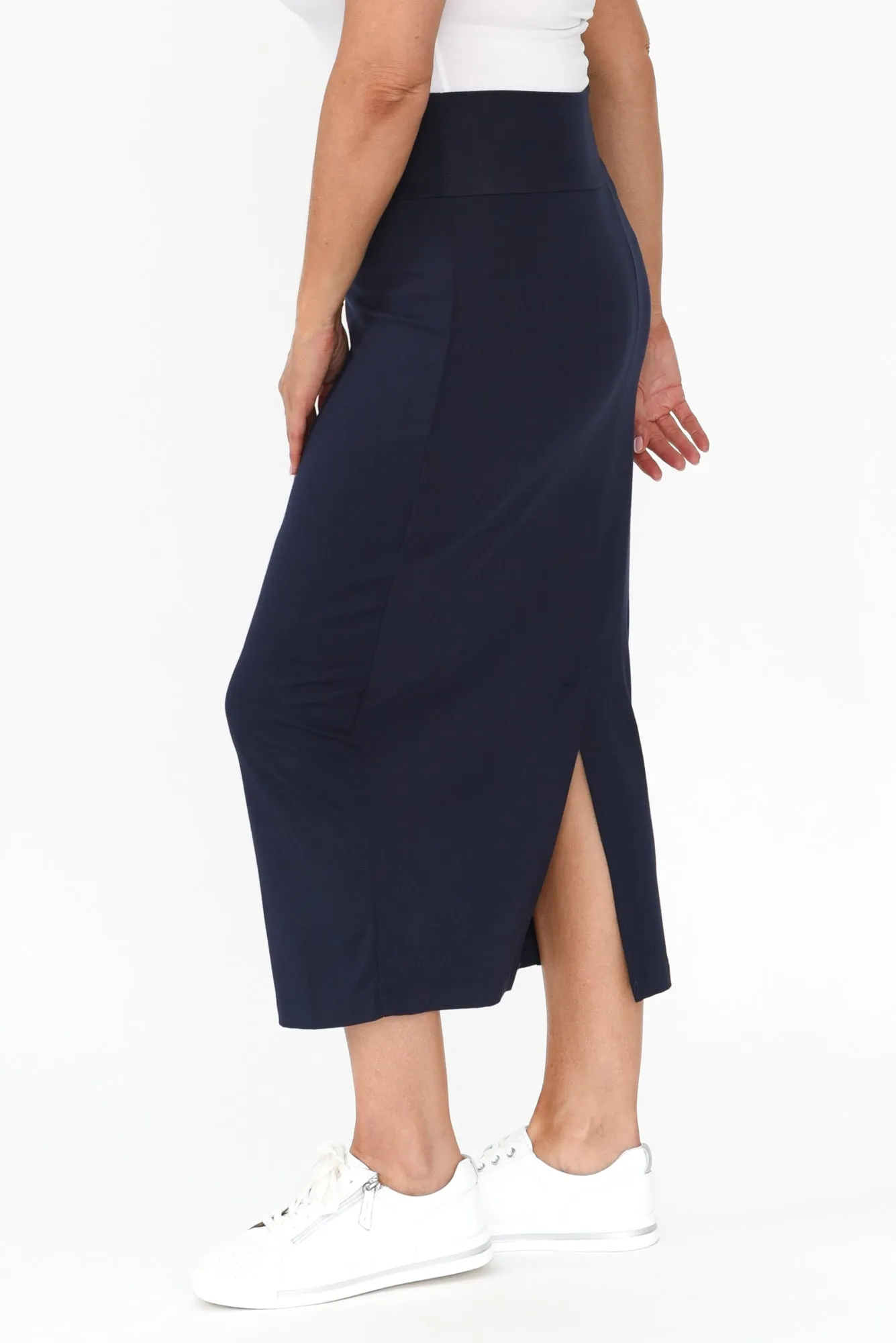 Navy Bamboo Maxi Tube Skirt