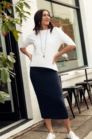 Navy Bamboo Maxi Tube Skirt