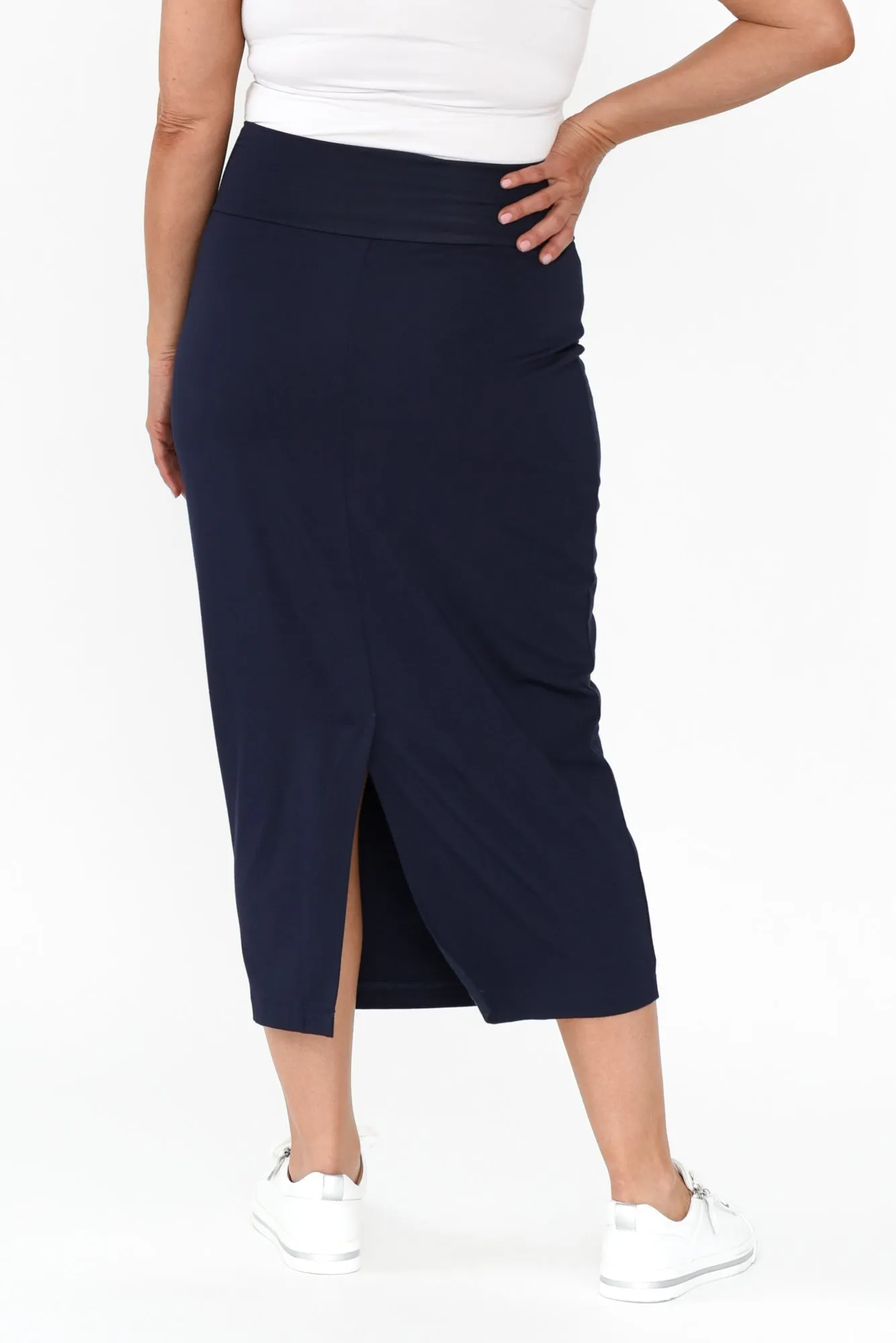 Navy Bamboo Maxi Tube Skirt