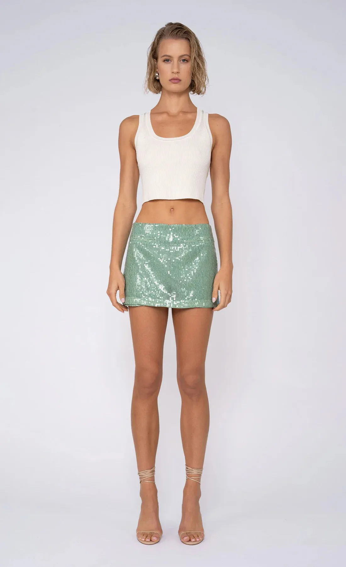 Nonchalant Christy Skirt in Sage Sequin