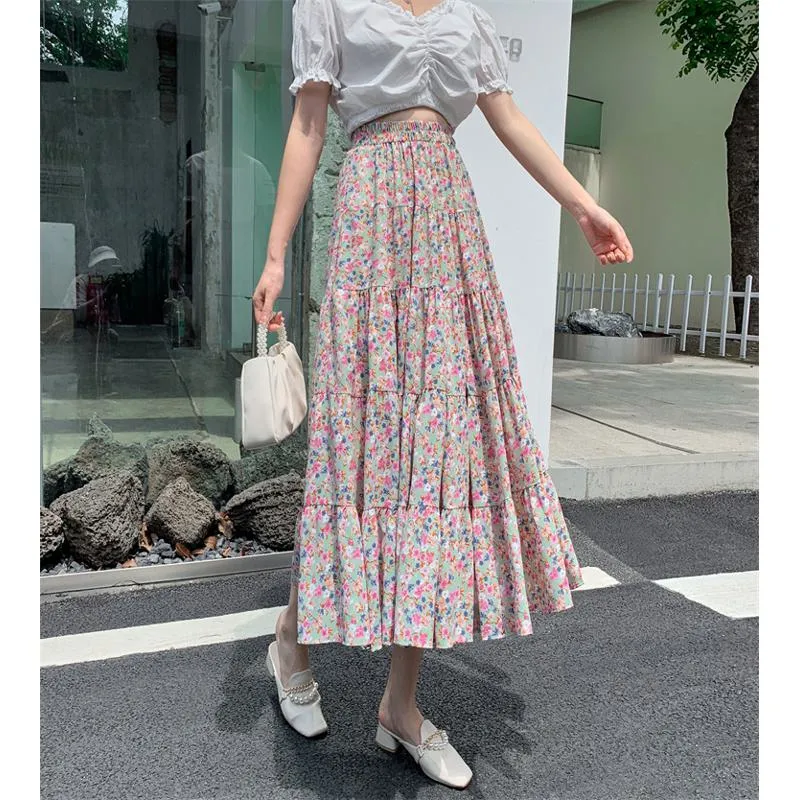 Patchwork Floral Full Skirt Fairy Mesh Skirt