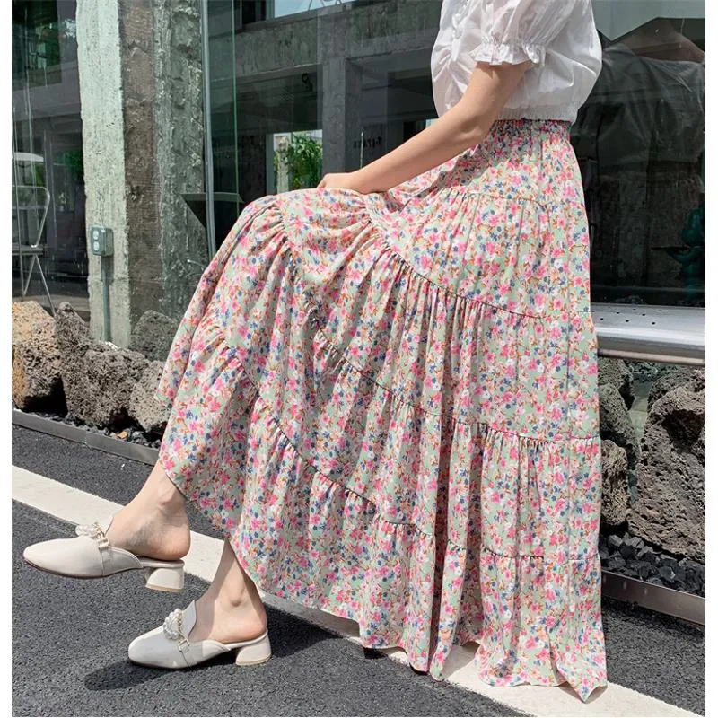 Patchwork Floral Full Skirt Fairy Mesh Skirt