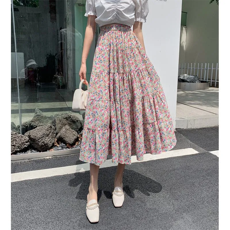 Patchwork Floral Full Skirt Fairy Mesh Skirt