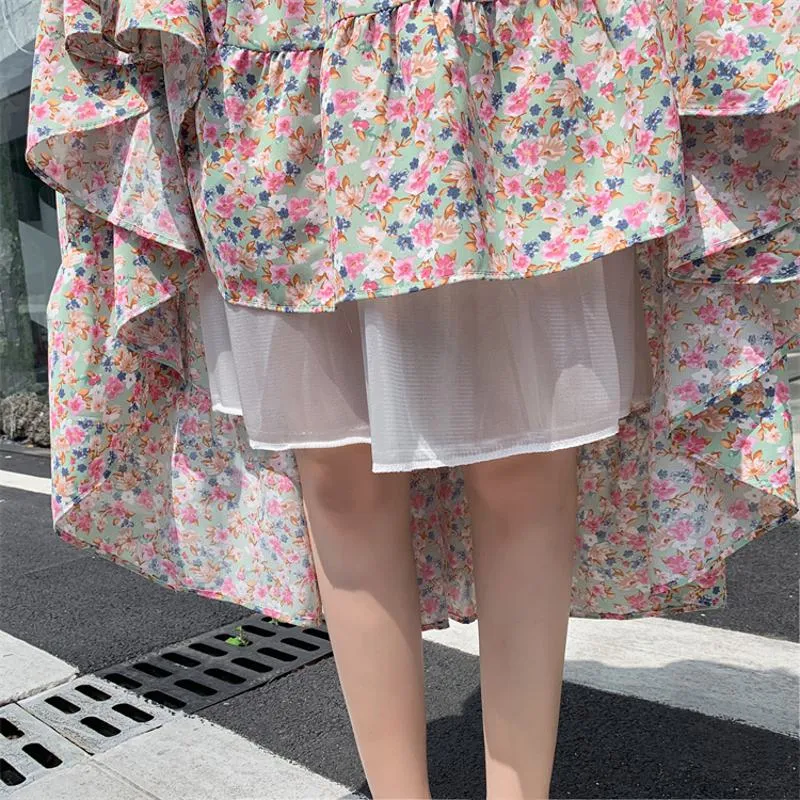 Patchwork Floral Full Skirt Fairy Mesh Skirt