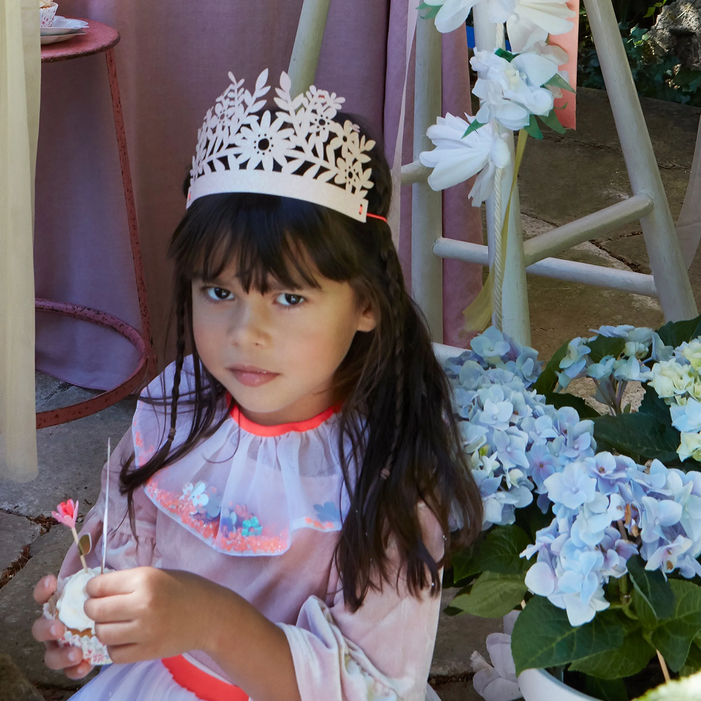 Pink Glitter Party Crowns (x 8)